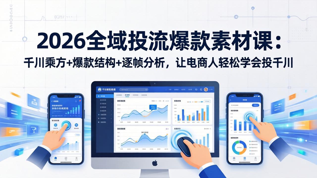 2026全域投流爆款素材课：千川乘方+爆款结构+逐帧分析，让电商人轻松学会投千川-极光网创