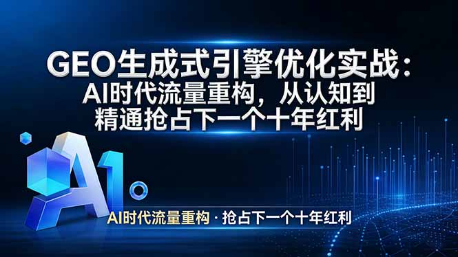 GEO 生成式引擎优化实战：AI时代流量重构，从认知到精通抢占下一个十年红利-极光网创