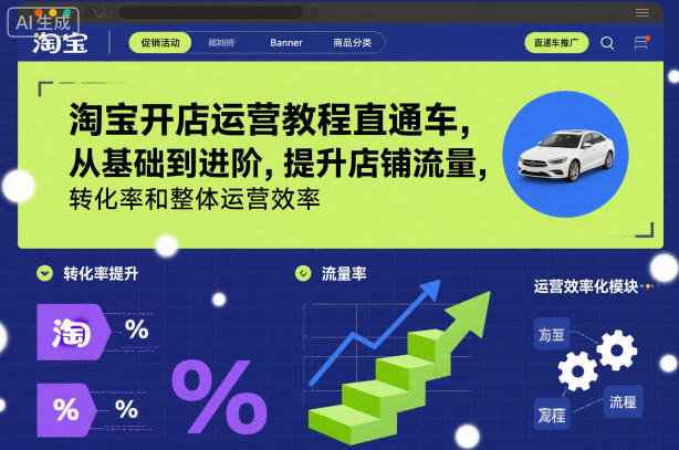 淘宝开店运营教程直通车，从基础到进阶，提升店铺流量，转化率和整体运营效率(更新26年3月24日)-极光网创