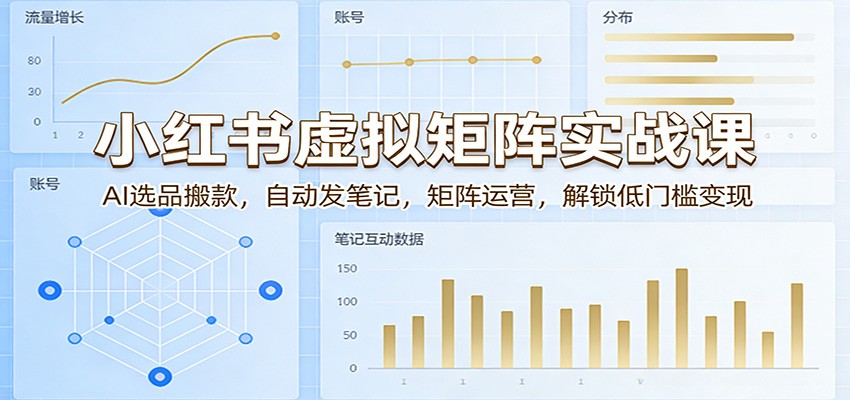 小红书虚拟矩阵实战课:AI选品搬款,自动发笔记,矩阵运营,解锁低门槛变现-极光网创