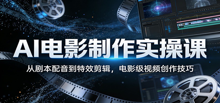 AI电影制作实操课:从剧本配音到特效剪辑,电影级视频创作技巧-极光网创