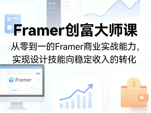 Framer创富大师课，从零到一的Framer商业实战能力，实现设计技能向稳定收入的转化-极光网创