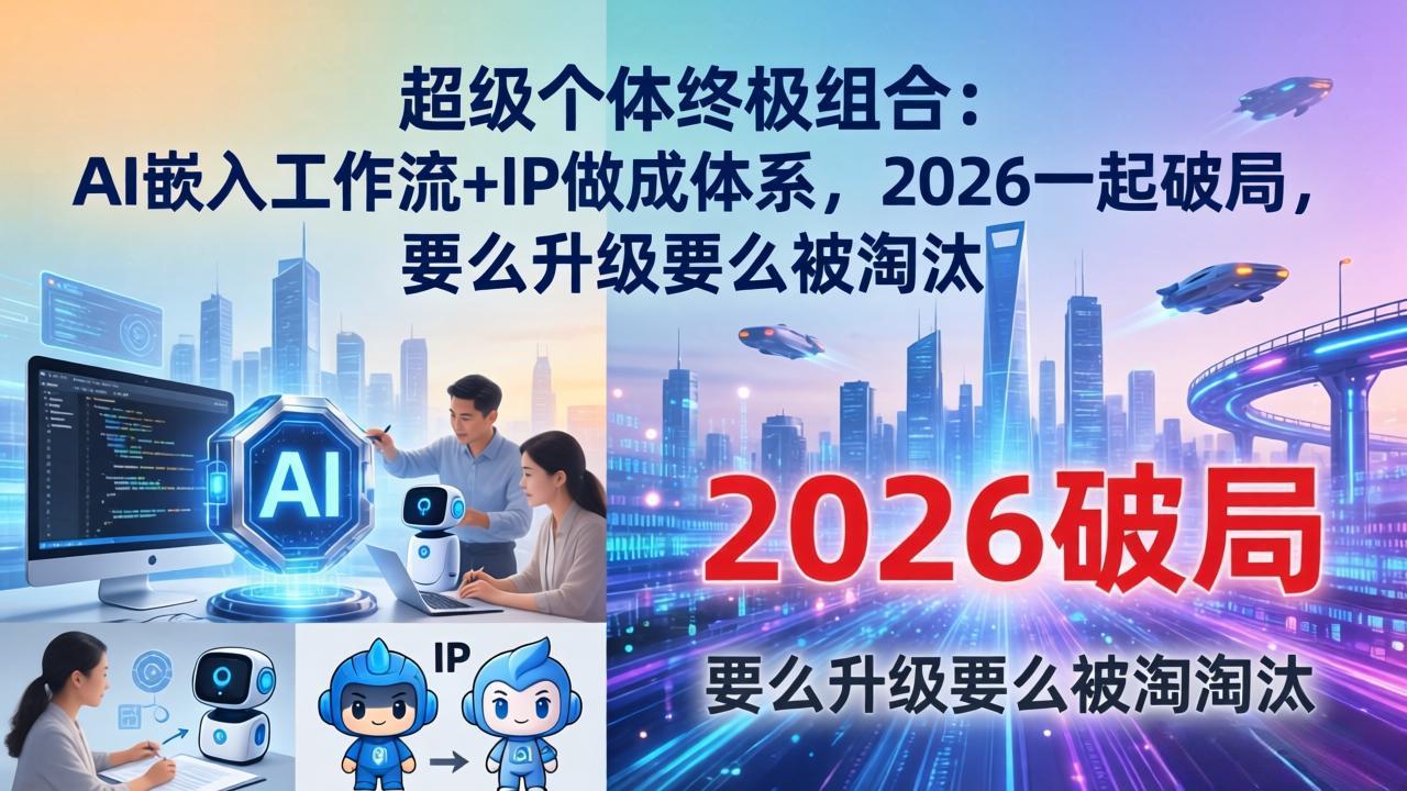 超级个体终极组合：AI嵌入工作流+IP做成体系，2026一起破局，要么升级要么被淘汰-极光网创