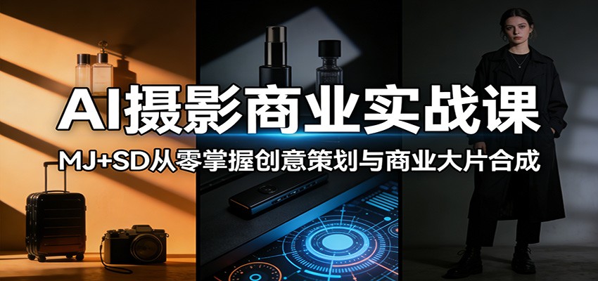AI摄影商业实战课：MJ+SD从零掌握创意策划与商业大片合成-极光网创