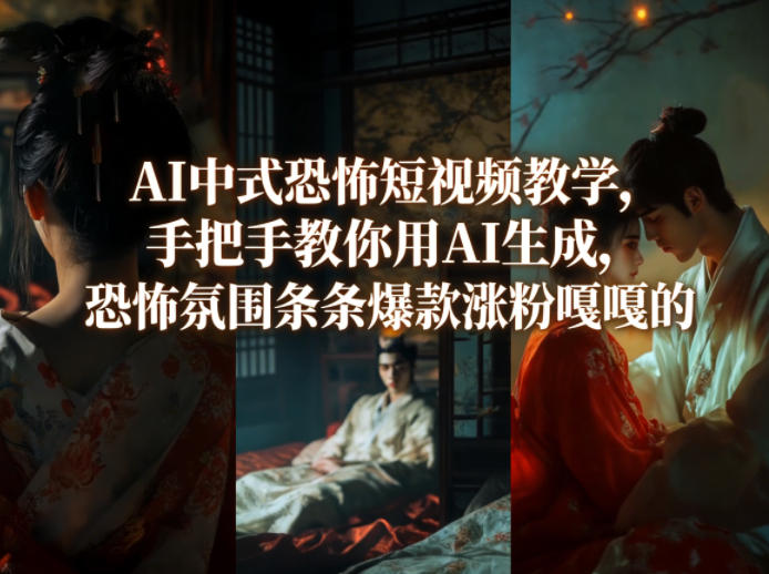AI中式恐怖短视频教学，手把手教你用AI生成，恐怖氛围条条爆款涨粉嘎嘎的-极光网创