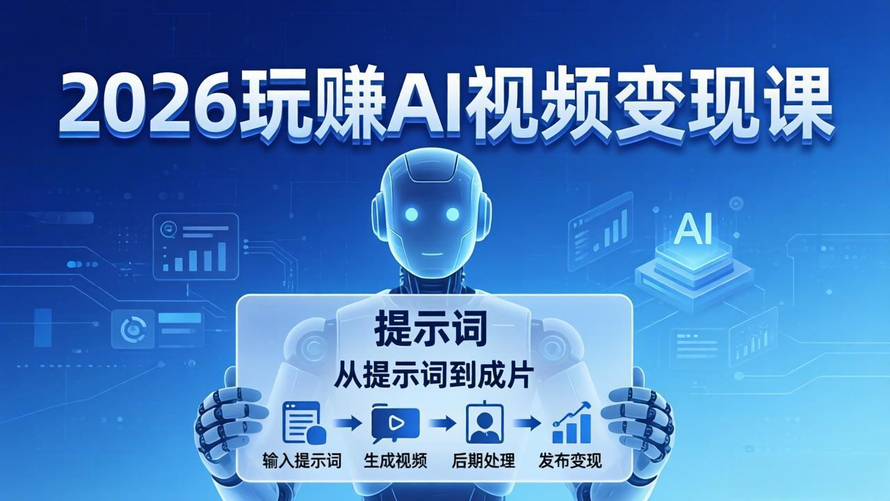 2026玩赚AI视频变现课：掌握 AI 视频全流程技能，从提示词到成片高效产出-极光网创