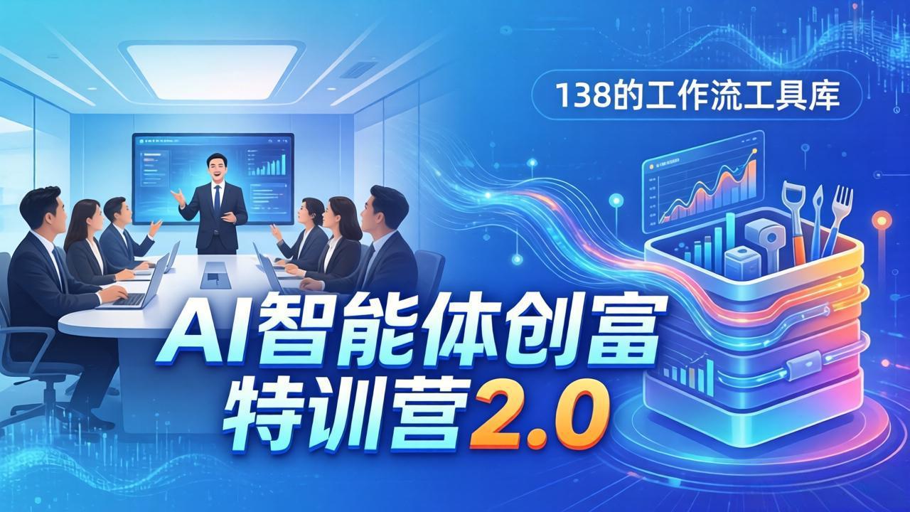 AI智能体创富训练营2.0：3天闭门直播+视频课+工具库，从0到1搭建智能体附138个工作流-极光网创
