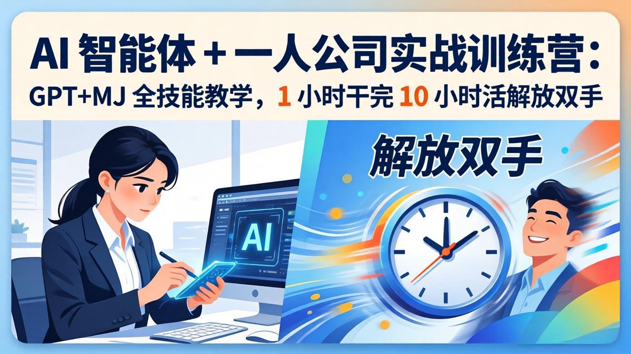AI 智能体 + 一人公司实战训练营:GPT+MJ 全技能教学,1 小时干完 10 小时活解放双手-极光网创