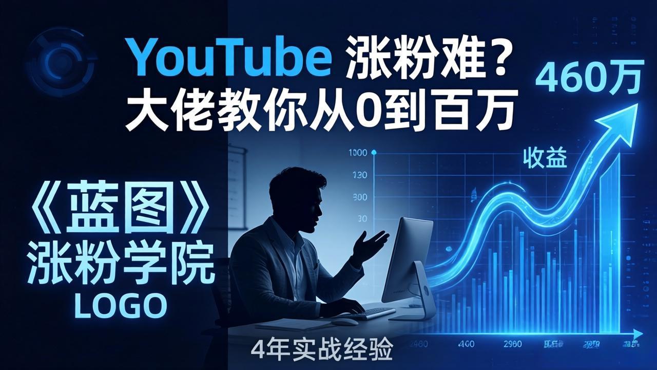 YouTube 涨粉难?《蓝图涨粉学院》:4 年赚 460 万的大佬教策略,从0到百万有路径!-极光网创