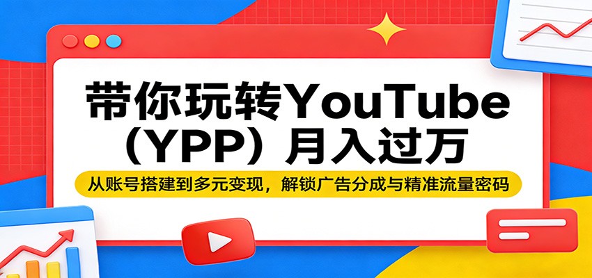 带你玩转YouTube(YPP)月入过万：从账号搭建到多元变现，解锁广告分成与精准流量密码-极光网创