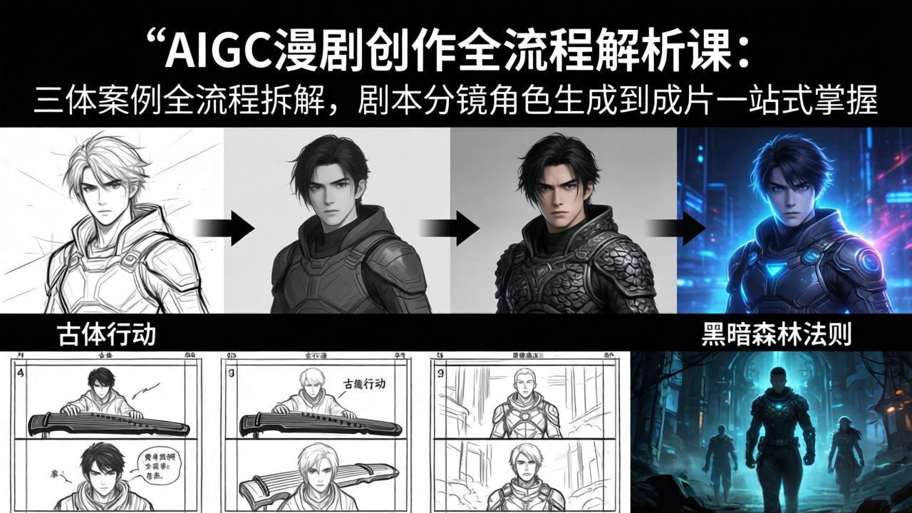 AIGC漫剧创作全流程解析课：三体案例全流程拆解，剧本分镜角色生成到成片一站式掌握-极光网创
