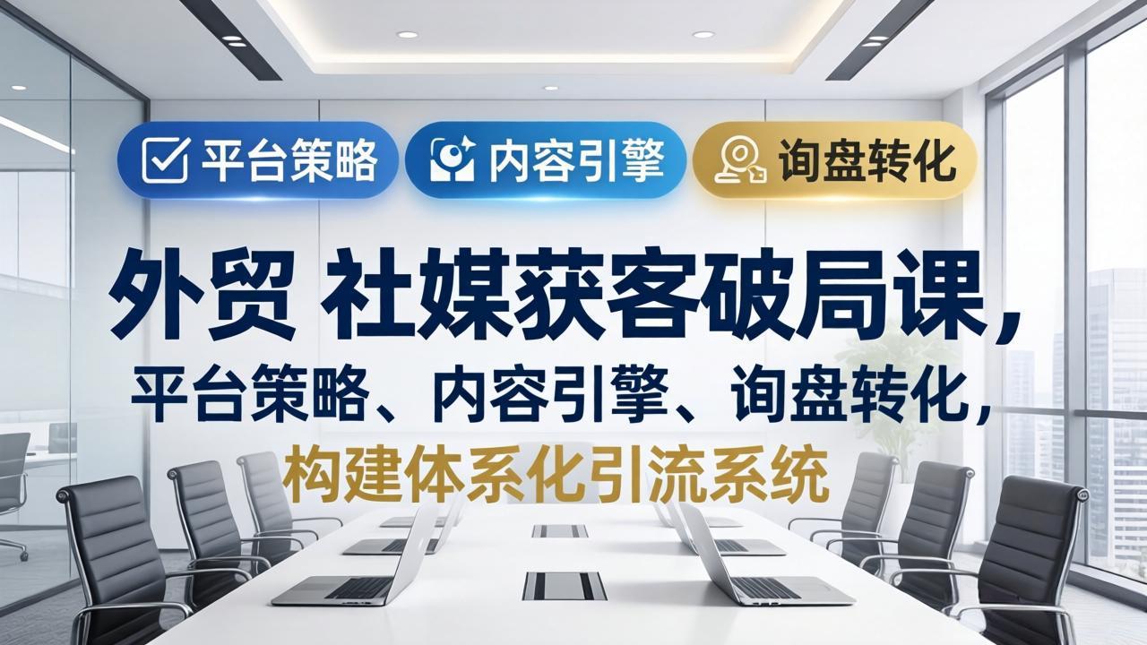外贸 社媒获客破局课，平台策略、内容引擎、询盘转化，构建体系化引流系统(更新26年3月-极光网创